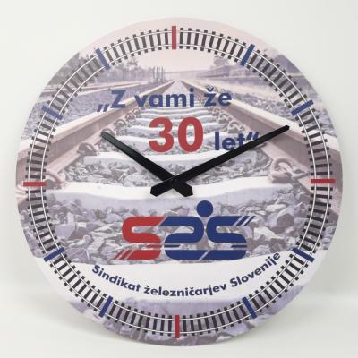 China UV Graphic Rigid Movement Quartz Dial Panel PVC Foam Print Customizable Wall Clock 33cm Creative Decorative Clock for sale