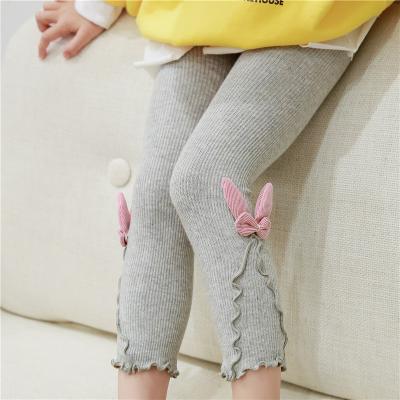 China Wholesale Breathable Kids Pantyhose Bowknot Solid Color Cotton Girls Spring Ear Wooden Edge for sale