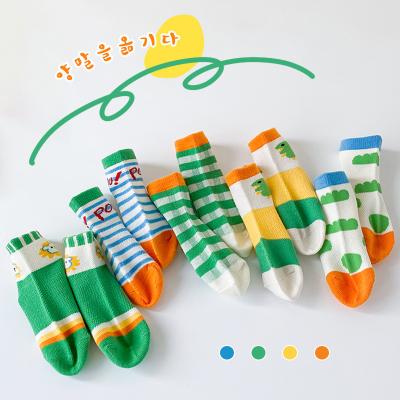 China New Cartoon Cute Dinosaur Summer Cartoon Children'S Socks Stripes Children'S Slouch Breathable Socks for sale