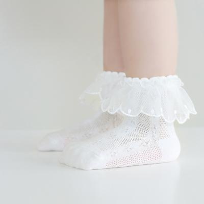 China High Quality Thin Breathable Mesh Breathable Children Summer White Socks Kids Lace Up Socks Baby for sale