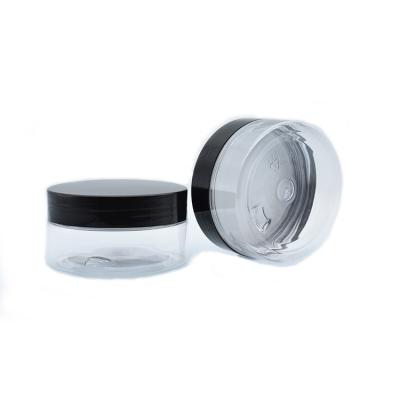 China 30ml 50ml 60ml PET Cosmetic Cream Jar Clear Plastic Eco-friendly Clear Plastic Cosmetic Cream Jar With Aluminum Cap Screw Plastic Cover for sale