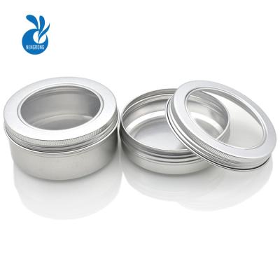 China Eco-friendly Wholesale Aluminum Cosmetic Cream Aluminum Jar Container 60ml 100ml 150ml 60g 100g 150g With Window For Wax Cream Oil for sale