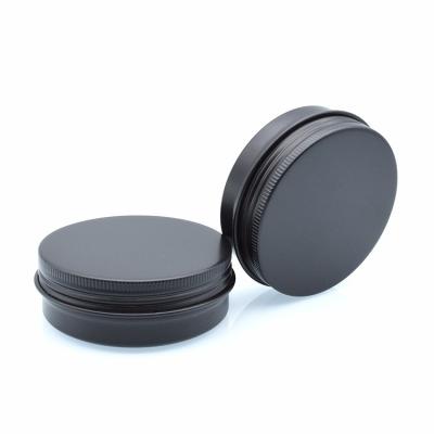 China 20ml 200ml 30g 50g 60g 100g 5ml 10ml 15ml 30ml 50ml 60ml 100ml 150ml Eco-friendly matte black aluminum tin can black aluminum jar with screw lids for sale