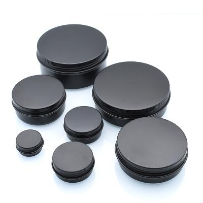 China 120ml Luxury Black Round Metal Tin Cans 4OZ Aluminum Tin Container Screw Top Steel Tin Cans Cosmetic Sample Containers for sale