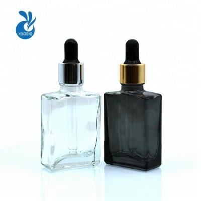 China HOT SALE Personal Care Matte Black Rectangle Empty Essential Oil e Liquid 15ml 30ml Glass Dropper Bottle With Aluminum Screw Top for sale