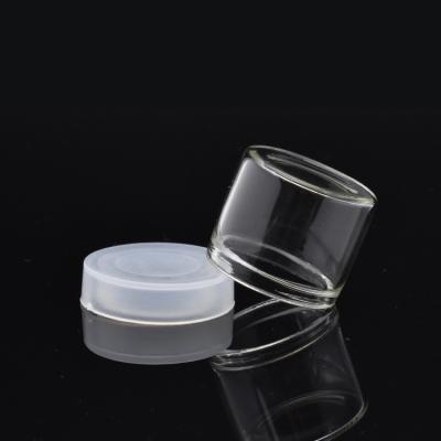 China Eco-friendly Good Quality Non-stick Mini Glass Jar 5ml 6ml Wax Oil Storage Jar With Plastic Lid for sale