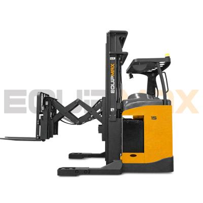 China Hotels EQUIPMAX 1.5 ton reach double deep stacker with 10 meters mast height with single scissor forks for sale