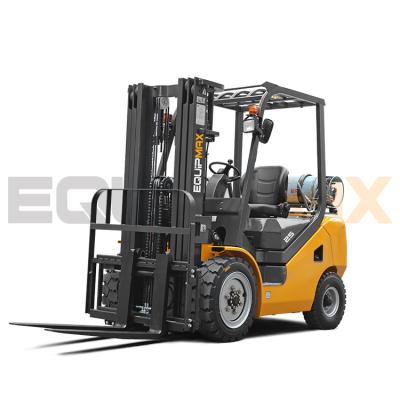 China Brand New 2.5 Ton Propane Forklift For Hotels With Japanese Nissan Engine, 4800mm Triple Mast And Side Clutch for sale