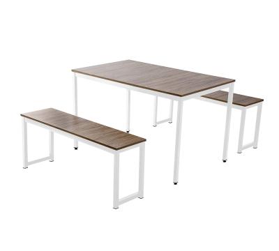 China Factory price/20 years experience modern style dining wood and metal set dining table with 2 bench for sale