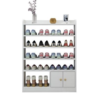 China Modern Assembled Shoe Rack Cabinet Storage Shoes With Storage Racks 5 Tier White Wood Home Furniture for sale