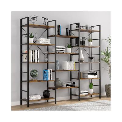 China Triple Adjustable Modern Wide Bookcase 5-Shelf Industrial Vintage Open Shelves (Others) For Home&Office Kitchen for sale