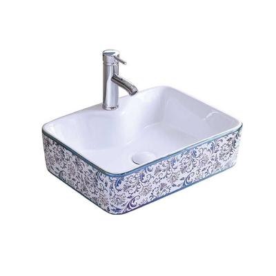 China Modern Handmade Chinese Flower Pattern Square Art Ceramic Laundry Toilet for sale