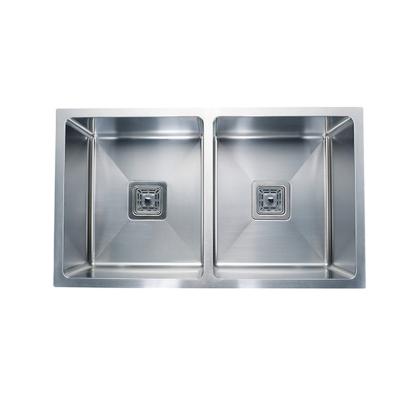 China Factory Direct Wholesale Rectangular Modern Double Bowl Style Undermount Quartz Double Basin Home Stainless Steel Kit for sale