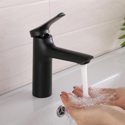 China Thermostatic Faucets Manufacturing Matte Black Chrome Bathroom Basin High Quality Single Hole Hot And Cold Faucet for sale