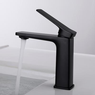 China Thermostatic Hot Sale Bathroom Faucets Basin Faucet Single Handle Cold And Hot Water Basin Mixer Faucet Black for sale