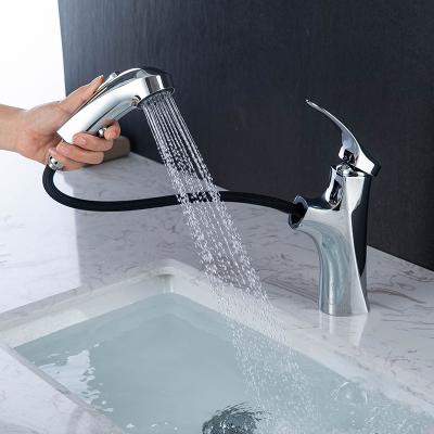 China Thermostatic Faucets Countertop Mounted Bathroom Brass Chrome Sink Single Lever Pull Out Mixer 3402 for sale