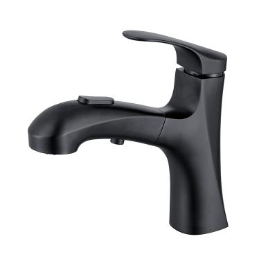 China Thermostatic Faucets 3402EE Water Saver Faucet China Sanitary Care Matte Black Brass Pull Out Basin Faucet for sale