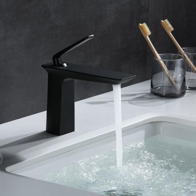 China Thermostatic Basin Faucet Black Brass Bathroom Sink Faucet for sale