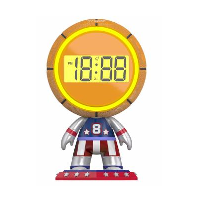 China 2021 Custom Creative Customization New Product Ideas Basketball LCD Display Alarm Clock Fashion Design With Night Light Toy Electronic Alarm Clock for sale