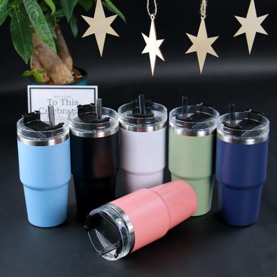 China Disposable Travel Mug Stainless Double Wall Vacuum Insulated Tumbler with Handle & Spill Proof Twist On Flip Lid BPA Free Coffee Mug for sale