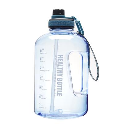 China Sustainable BPA Free Protein Fitness Large Capacity Gym Sports Plastic Water Bottles PETG 2200ml 75OZ Exercise Time Marker Water Bottle for sale