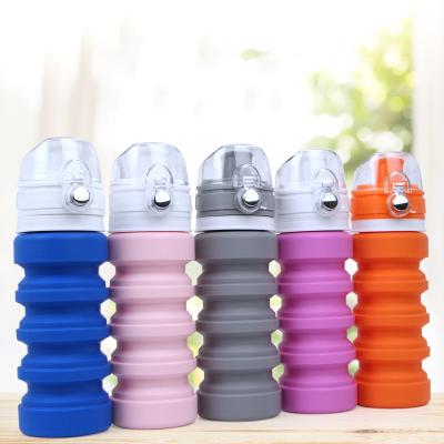 China Sustainable Eco Friendly 400ml Leakproof Travel Outdoor Collapsible Bottles Silicone Folding Water Bottle for sale