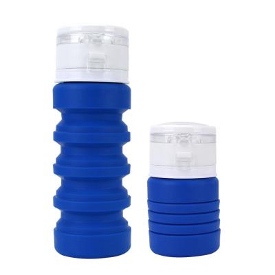 China Sustainable BPA Free 400ml Travel Outdoor Water Bottles Sports Collapsible Silicone Foldable Drink Bottle for sale