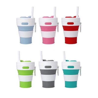 China Sustainable 450ml Folding Travel Outdoor Sports Cups Foldable Drinking Collapsible Silicone Coffee Cup for sale