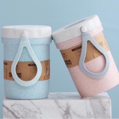 China Sustainable Environmental Friendly Wheat Straw Cup Promotional Gift Low Price Easy Carry With Lid Water Bottle Wheat Straw Cup for sale