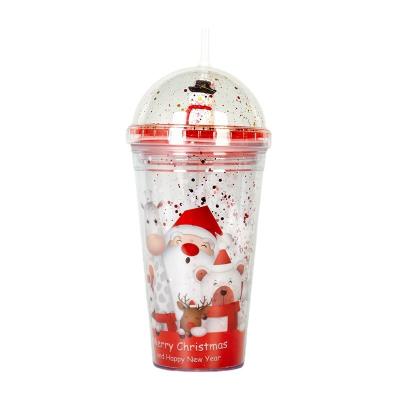 China Sustainable Snowman Icon Plastic Water Bottle 16oz Double Wall Cup Souvenir For Kids Corporate Gifts Bulk Order Sale Plastic Water Bottle for sale