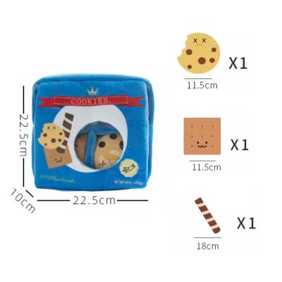 China Stocked Wholesale High Quality  Low MOQ Custom Pet Chew Toys Cookies Set Squeaky Plush Dog Toy for sale