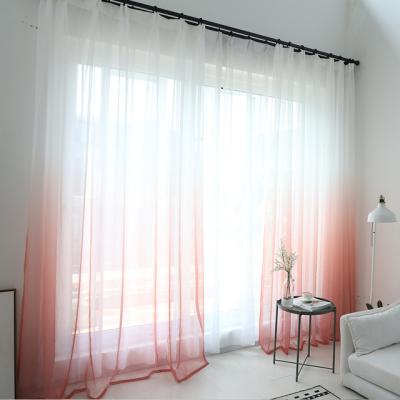 China Modern Blackout Gradient Color Window Tulle Curtains For Living Room Bedroom Organza Voile Curtains Hotel Decoration Blue Sheer Drapes for sale