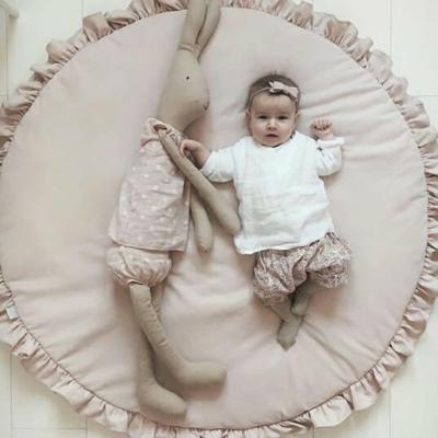 China Children's Rug Newborn Baby Padded Play Mats Soft Cotton Crawling Mat Girls Play Blankets Round Floor Mat For Kids Indoor Room Decorate for sale