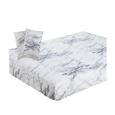 China 100% Polyester Full Size Marble Nondisposable Fitted Sheet for sale