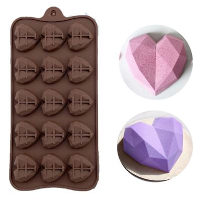 China Cake Baking Mould Chocolate Fondant Cookie Diy For Block Round 3D Rubber Silicon Cheese Lollipop Hard Heart Shape Silicone Mold for sale