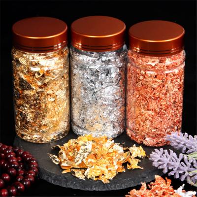 China Flakes Edible 24K Sheets Foil Decor Food Cosmetic Genuine For Cakes Wallpaper Sheet Gilding Facial Nails Pure Gold Leaf Paper for sale