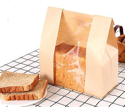 China Disposable Customize Size Logo Resealed Brown Kraft Paper Bread Bags For Various Baguette And Foods for sale