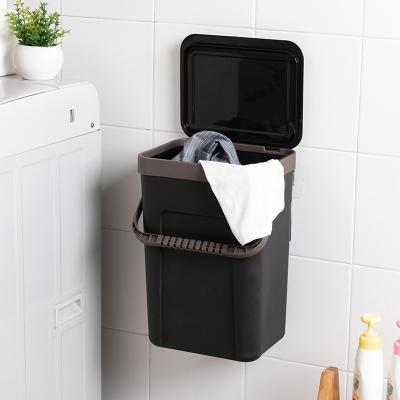 China Washing Machine Minimalist Waterproof Wall Mounted Side Bin Bucket Basket Storage Bathroom Plastic Hanging Laundry Basket for sale