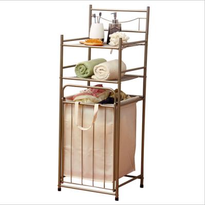 China Hot Sale 3 Metal Foldable Dirty Clothes Foldable Shelves Laundry Basket Bathroom Dirty Storage Rack for sale