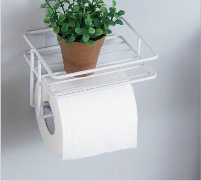 China Modern Household Toilet Paper Holder Shelf Metal Iron Bathroom Roll Rack Accessories Suction Wallpaper Towel Rack Wall Mounted for sale