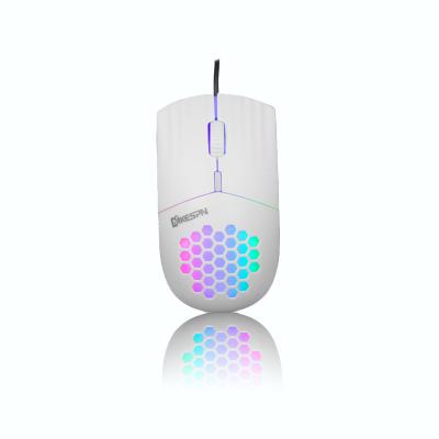 China Ergonomic USB RGB Backlit Wired Mouse 1600 DPI RGB Backlight Honeycomb Hole Wired Plug and Play Mouse for sale