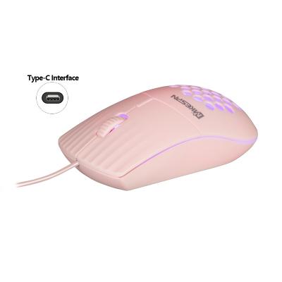 China RGB Backlit Type-C Mouse Wired Honeycomb Hole 1600 DPI RGB Backlit Mouse Speed ​​3 DPI for sale