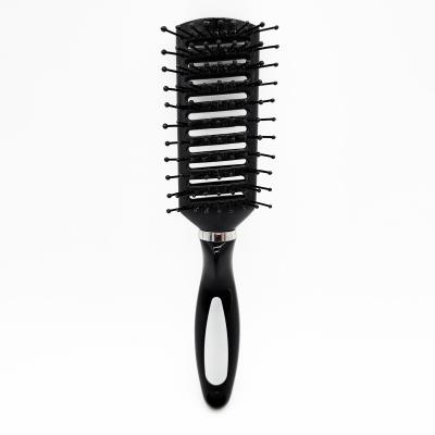 China Black Hairdressing Edition High Quality Hairstyle Hollow-cut Design Comfortable Handle Plastic Hair Pin Plastic Brush for sale