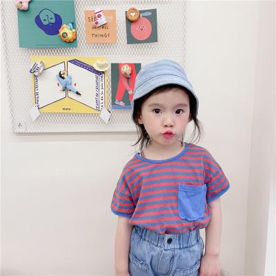 China Anti-pilling summer 21279 2021 wholesale striped children's t-shirt children's clothing for girls for sale