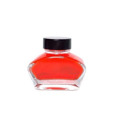 China Portable Thin 50ml Flat Bottom Separate Bottle Slanted Shoulder Shaped Ink Bottle With Round Cap for sale