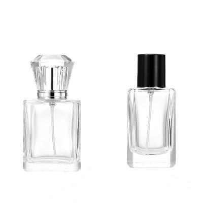 China High Qiality Factory Direct Selling Elegant Perfume 30ml 50ml Square Clear Perfume Bottle With Round Shaped Cap for sale