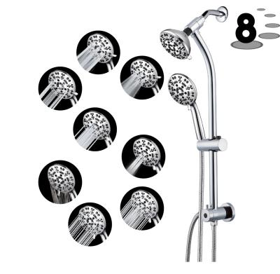 China Modern Water Saving Bathroom OEM Double Rain Shower Head, ABS Plastic Polished Chrome / Brushed Shower Set With Handshower for sale