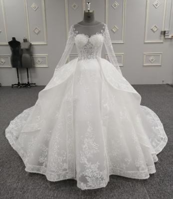 China Special Anti-static Soft Lace Illusion Design Wedding Dress Shining Wedding Dress Off Shoulder for sale