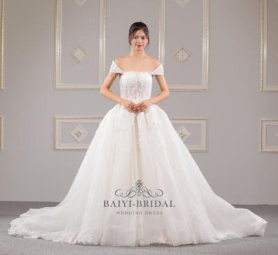 China Elegant Design Anti-Static Hot Selling Bridal Ball Gown Off The Shoulder Ivory Wedding Dress for sale