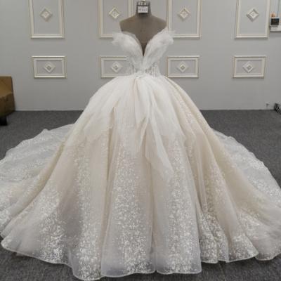 China 2020 Anti-static Bridal Wedding Dress Luxury Appliqued Lace Banquet Ball Gown For Wedding for sale